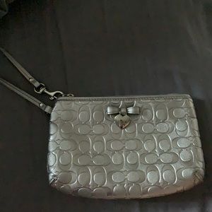 Silver Coach Wristlet